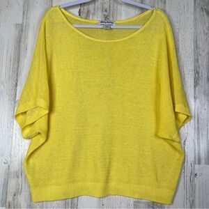 Tommy Bahama Linen Shirt Women’s XL Yellow Short Sleeve Boxy Fit Lightweight Top